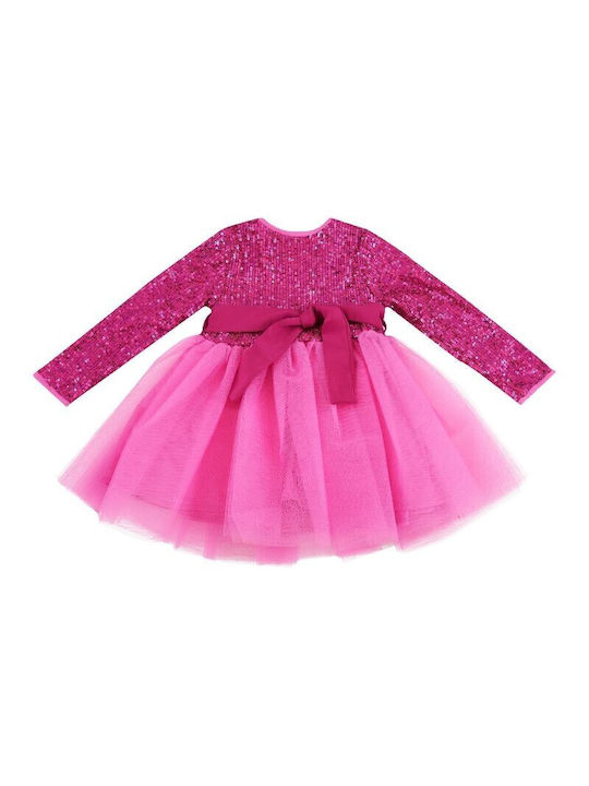 Chief Kids Dress with Sequins Fuchsia