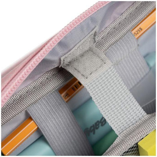 Expandable Polyester Pencil Case Large 2 Compartments Pink 11x7x23 Cm Aria Trade