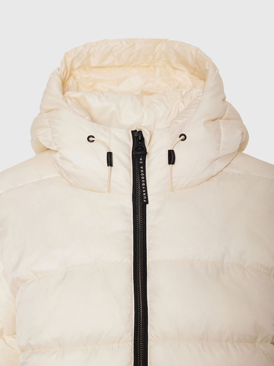 Kurzes Damen Puffer Jacke für Winter Beige