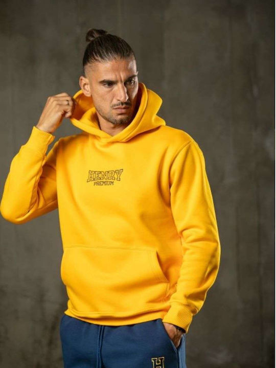 Henry Clothing Henry Мъжки Суитшърт с Качулка Yellow