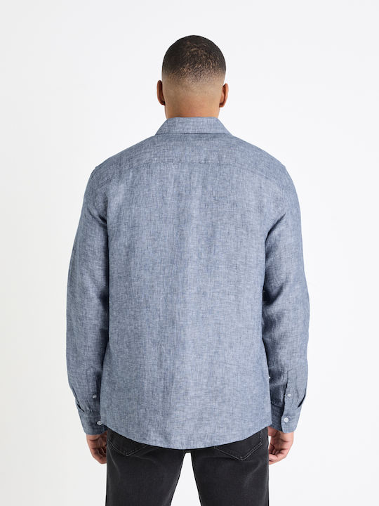 Daflix Chambray Long-sleeved Linen Shirt Chambray