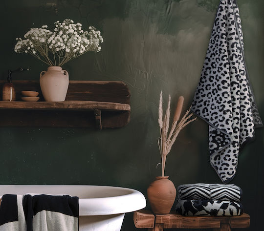 Nef-Nef Homeware Кърпа за лице Tsitar 50x90см. Grey/Black Тегло 550гр/кв.м