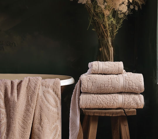 Nef-Nef Homeware Hand Towel Premium Louiza 30x50cm Beige Weight 550gr/m²