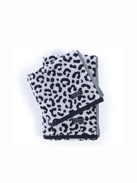 Nef-Nef Homeware Πετσέτα Προσώπου Tsitar 50x90εκ. Grey/Black Βάρους 550gr/m²