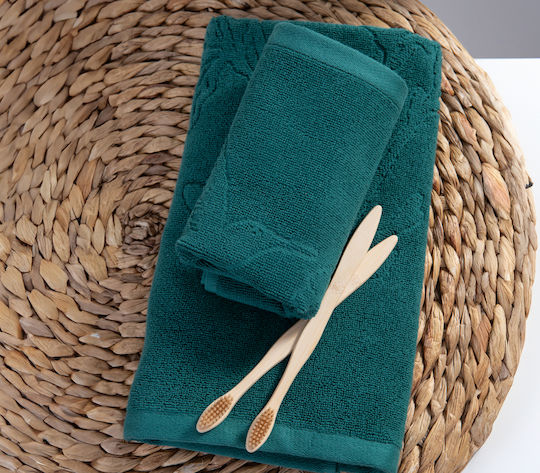 Nef-Nef Homeware Πετσέτα Προσώπου Premium Birds 50x90εκ. Green Βάρους 550gr/m²
