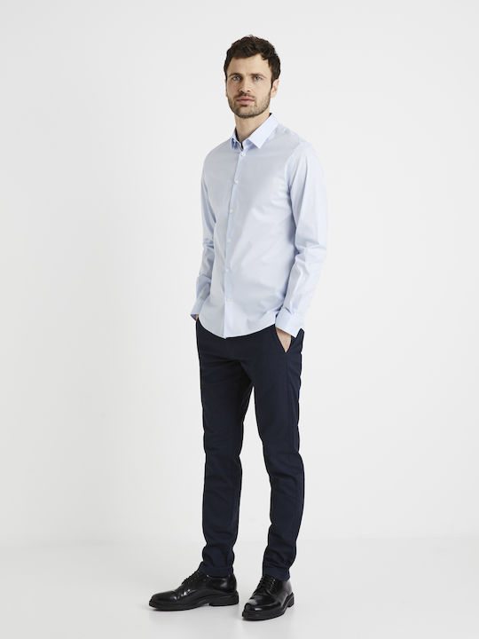 Celio Masantal1 Herrenhemd Langärmelig Baumwolle Light Blue