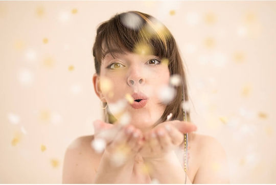 Popper Confetti Inimi din Hârtie Aurii & Albe 35cm