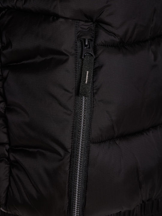 Women's Short Puffer Jacket for Winter with Hood Black