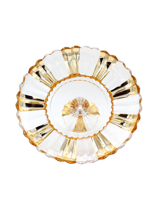Keskor Kuchenständer Glas mit Fuß Gold 32.5x32.5x13cm