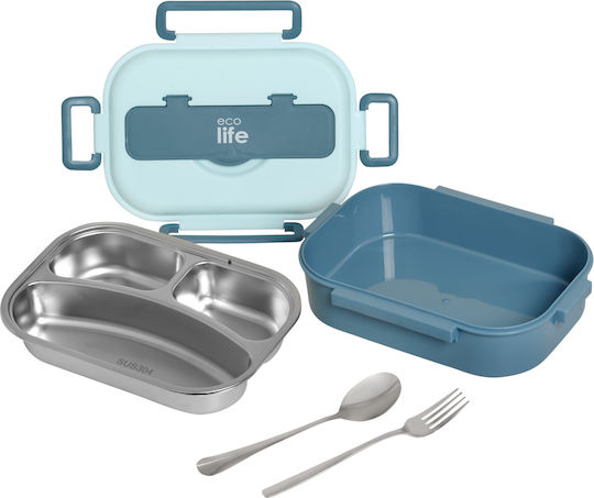 Ecolife Δοχείο Φαγητού Inox Πράσινο με Χωρίσματα 1lt