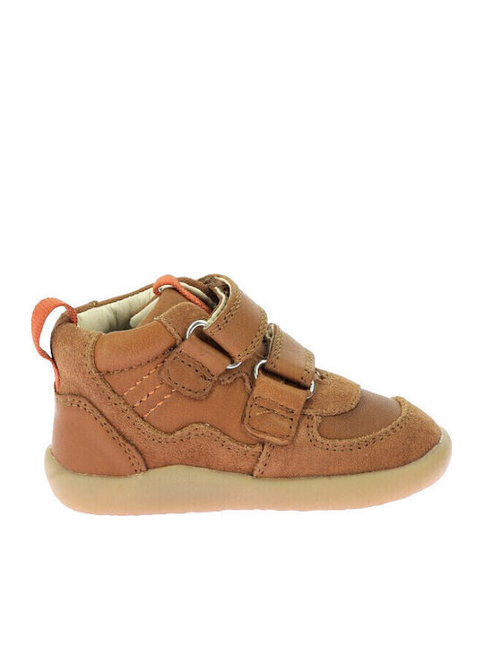 Leather Kids Boots with Velcro Brown