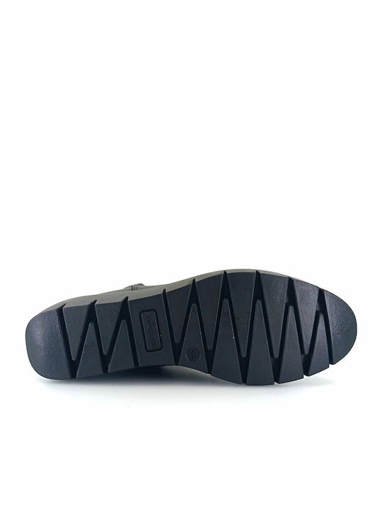 Leder Stiefeletten Damen Schwarz