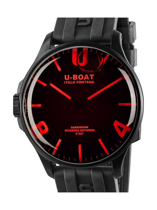 U-Boat Watch Battery with Black Rubber Strap 8466