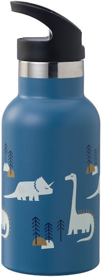 Fresk Dino Kids Water Bottle Thermos Dinosaur Stainless Steel with Straw Non Spill Dino 350ml