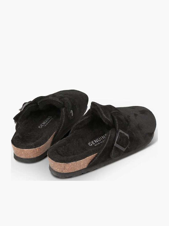 Anatomische Lederne Damen Hausschuhe Schwarze
