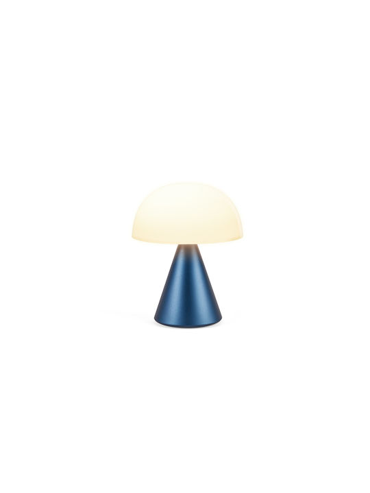 Lexon Metal Table Lamp LED with White Shade and Blue Base