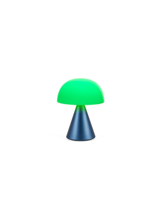 Lexon Metal Table Lamp LED with White Shade and Blue Base