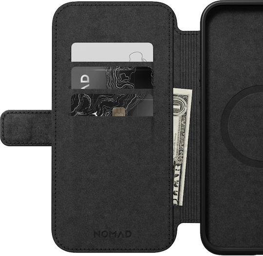 Nomad Umschlag Rückseite Leder Schwarz (iPhone 15 Plus / 16 Plus)