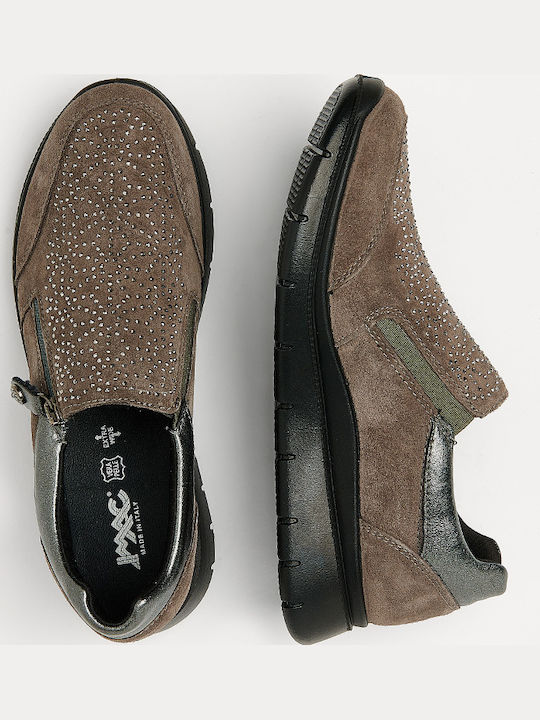 Anatomisch Damen Slip-Ons Leder Grau