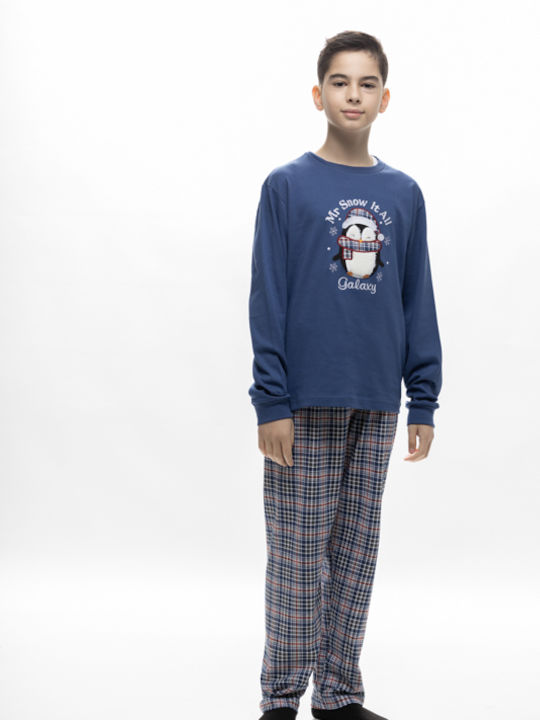 Galaxy Kinder Schlafanzug Winterlich Baumwoll Navy Blue