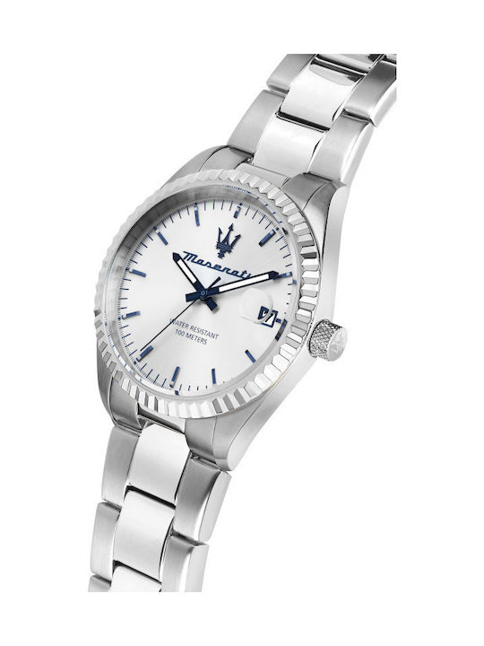 Maserati Competizione Men's Watch 43mm Battery With Silver Steel Bracelet