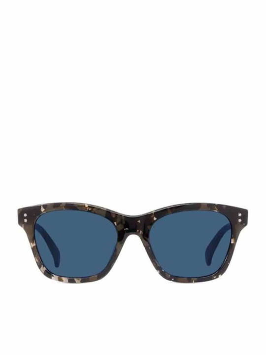 Kenzo Men's Sunglasses with Brown Tartaruga Plastic Frame and Blue Lens