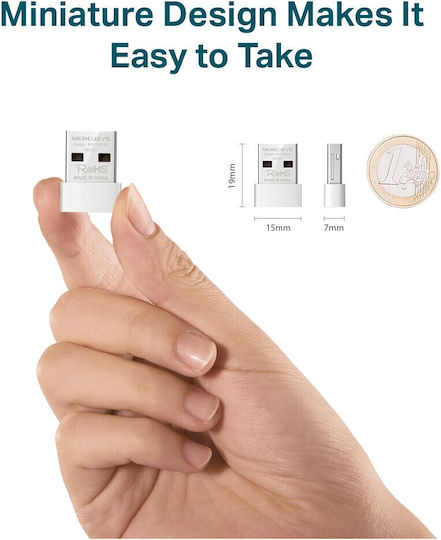 Mercusys N150 Αντάπτορας Δικτύου USB με Ασύρματη Σύνδεση Wi-Fi 150Mbps (Πρότυπο v3)