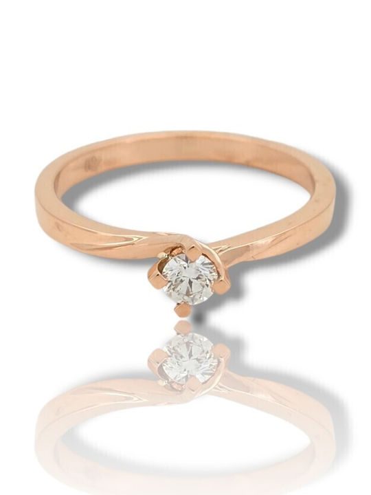 Mentzos Inel Din Aur Roz 18K Cu Diamant