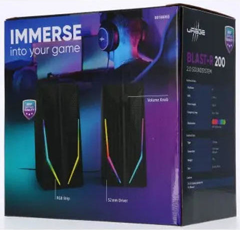 HAMA uRage BLAST-R 200 Компютърни тонколони 2.0 с RGB осветление и мощност 2.5W в Черен цвят