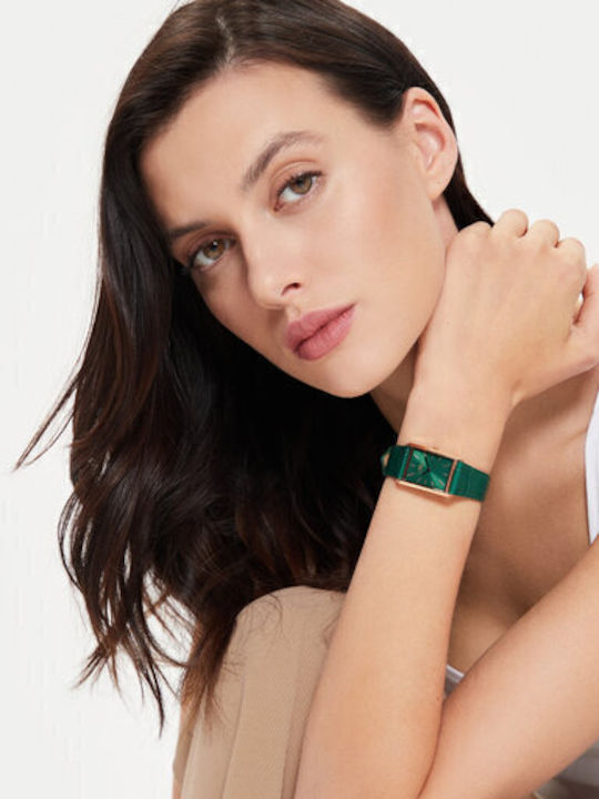 Daniel Wellington Emerald Γυναικείο Ρολόι 22mm Μπαταρίας με Πράσινο Δερμάτινο Λουράκι