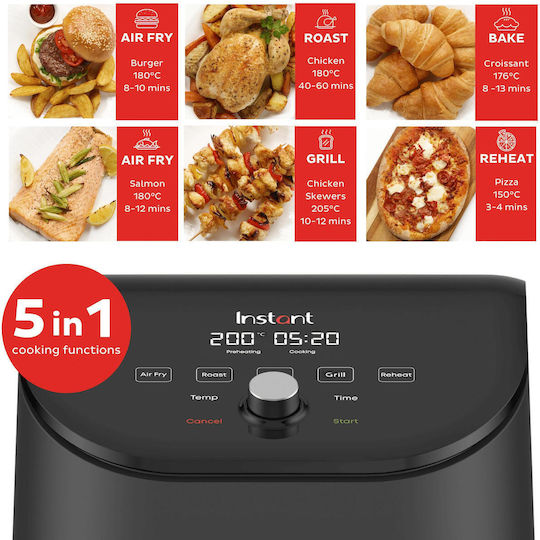 Instant Pot Vortex Slim Heißluftfritteuse 5.7Es Schwarz