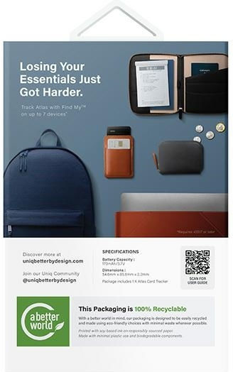 Uniq Εντοπιστής Nfc Atlas Γκρι Graphite Uniq-atlascardtrk-graphite