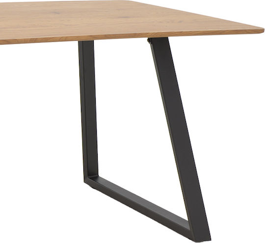 Winor Маса за Трапезария Дървена с Метална Рамка Естествен, Черен 160x90x75см