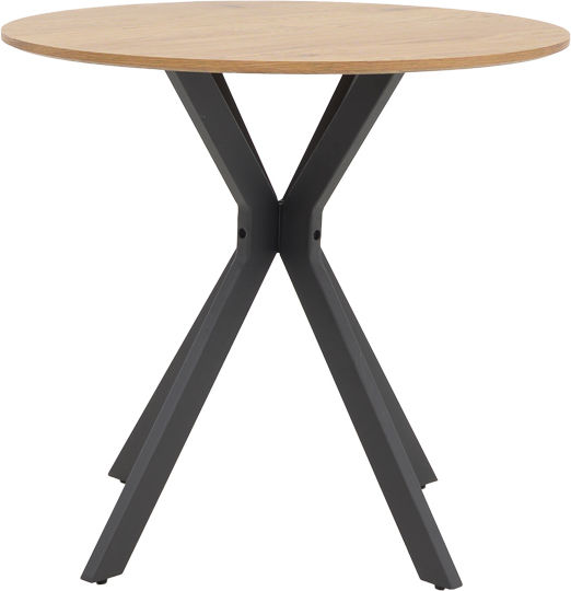 Xuson Round Table Dining Room Wooden with Metal Frame Natural, Black 80x80x75cm