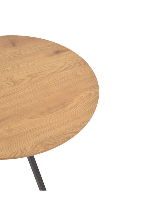 Xuson Round Table Dining Room Wooden with Metal Frame Natural, Black 80x80x75cm