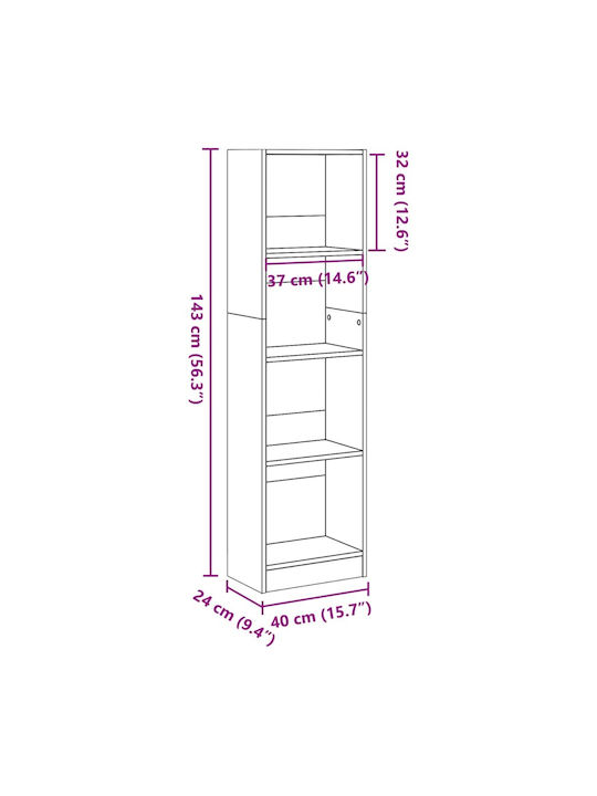 Brown Bookcase 40x24x143cm