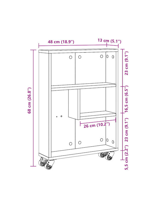 Grey Sonoma Bookcase 48x13x68cm