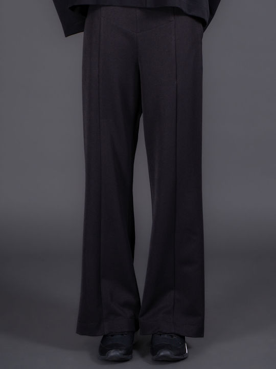 Damen Stoff Hose Schlag Schwarz
