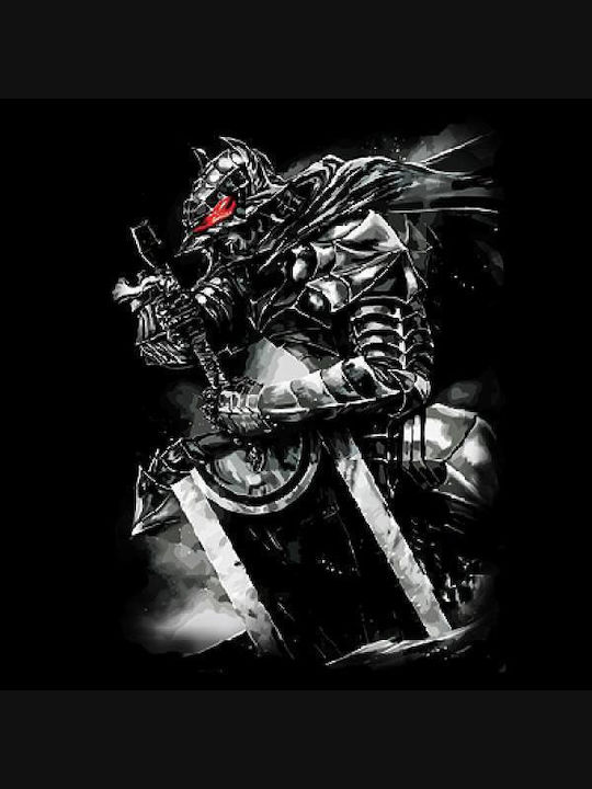 Premium T-Shirt Takeposition Big Print Thick Cotton 185 G/m2 Anime Berserk Armor Ready Black 321-1407