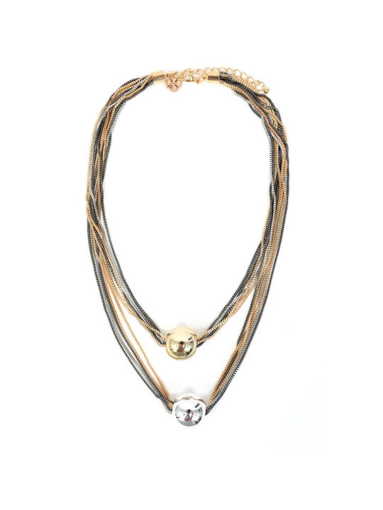 Black Silver Gold Necklace 81559