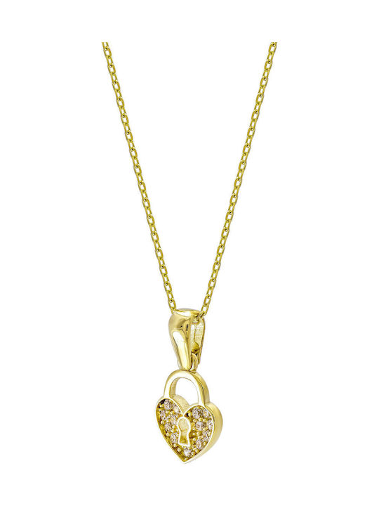 Kiriakos Gofas Halskette mit Design Herz aus Gold 14K