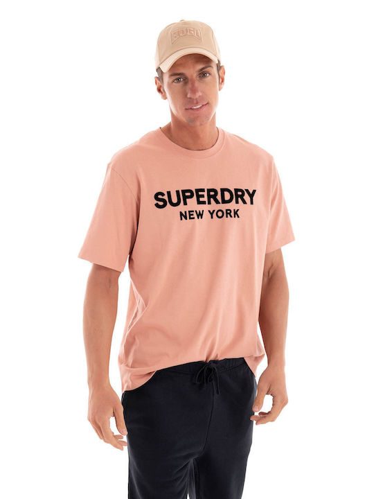 Superdry Men's Athletic T-shirt Short Sleeve Light Salmon