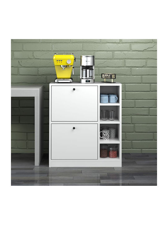 Gist Office Storage Chipboard Cabinet White L70xW33xH80cm