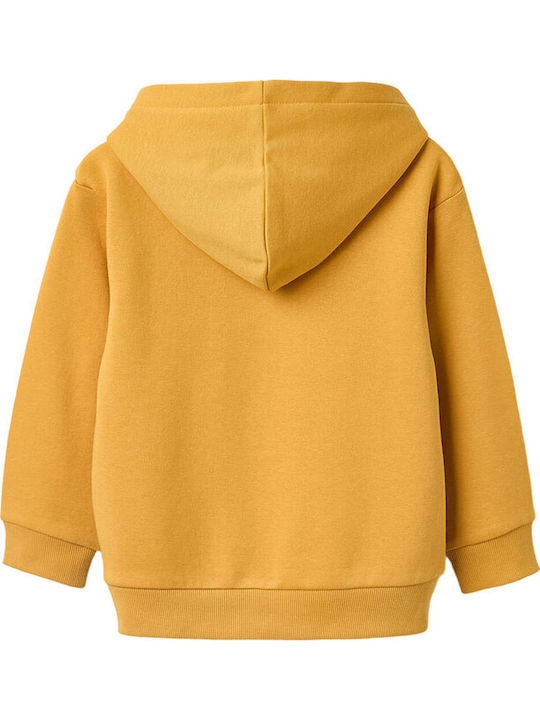 Kinder-Sweatshirt mit Kapuze und Taschen Mustard
