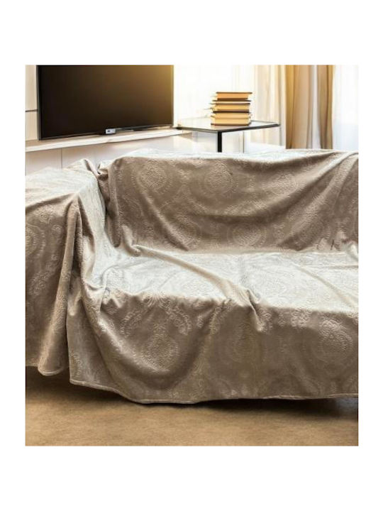 Linea Home Sesselüberwurf Μπαροκ 180x160cm Mocha Rutschfest