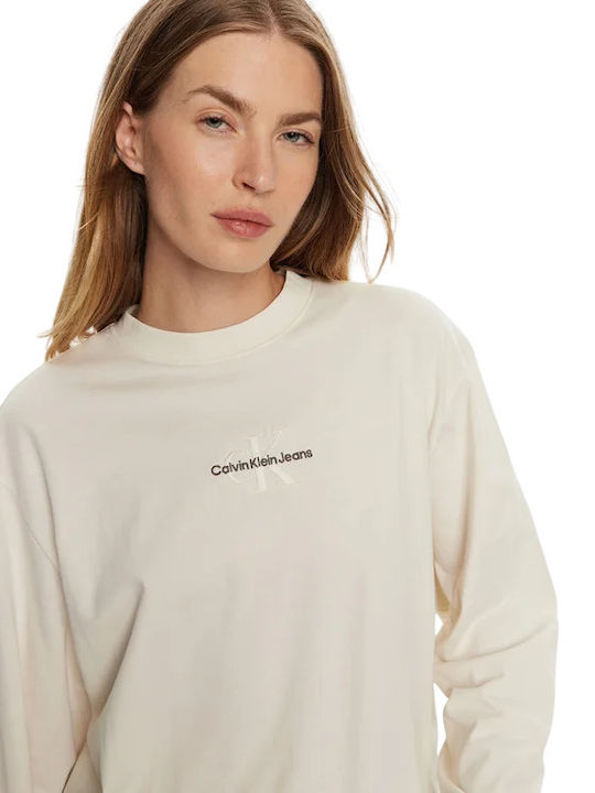 Calvin Klein Monologo Пуловер Слонова кост J20J224200-YBI