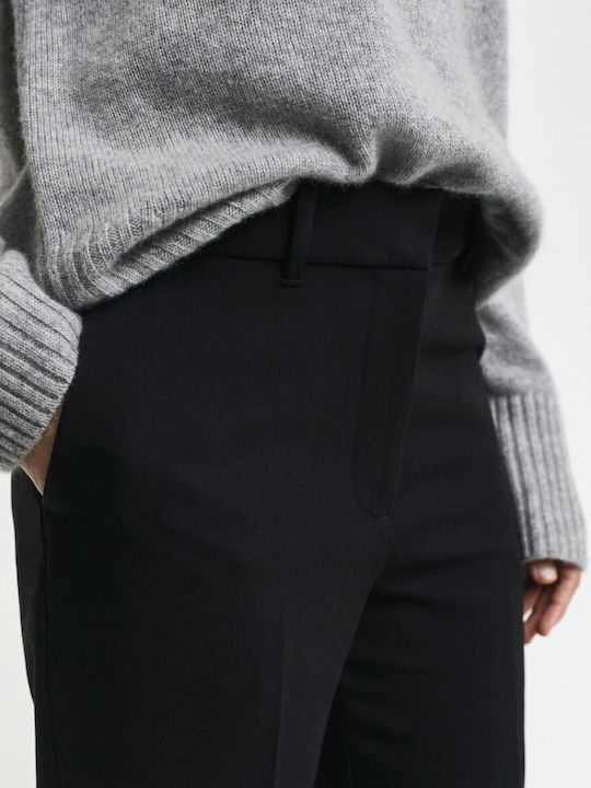 Women's Fabric Trousers Flared Slim Fit Black