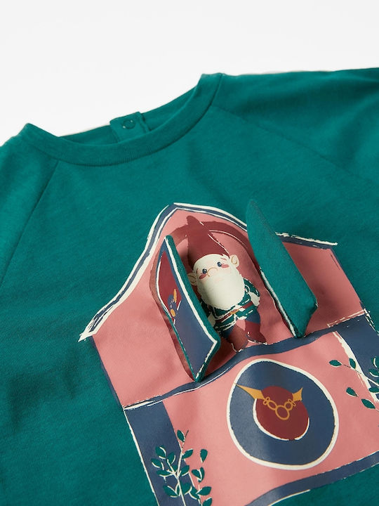 Kids Long-Sleeved Green Blouse