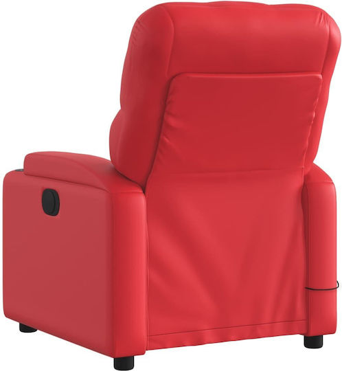 Fotoliu Relax Masaj cu Puf din Piele Ecologică Roșu 74x86.5x93.5cm