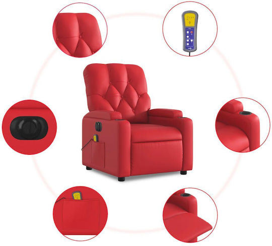 Fotoliu Relax Masaj cu Puf din Piele Ecologică Roșu 74x86.5x93.5cm